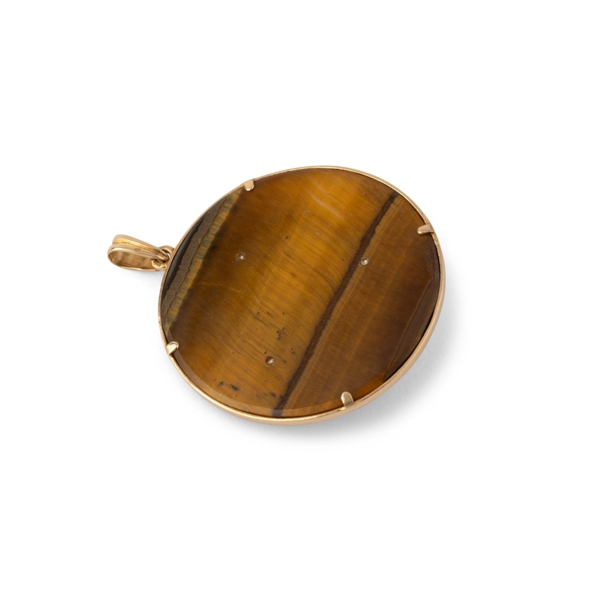 Pendentif Dragon en or jaune, œil - de - tigre et émail - Castafiore