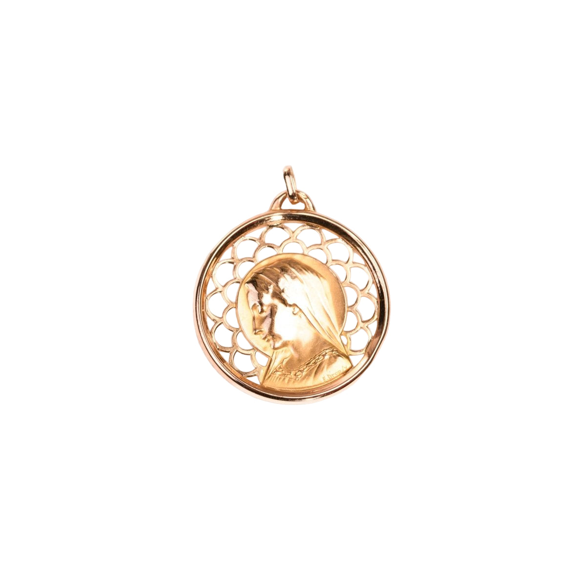 Pendentif E.DROPSY Vierge en or jaune et rose - Castafiore