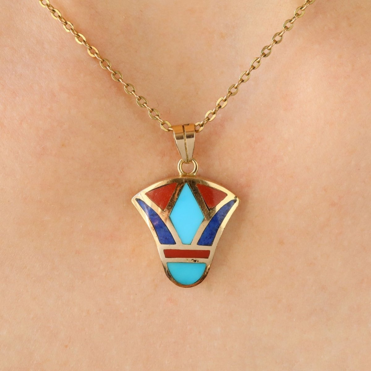 Egyptian gold enamel pendant