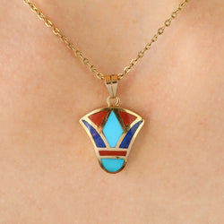 Egyptian gold enamel pendant