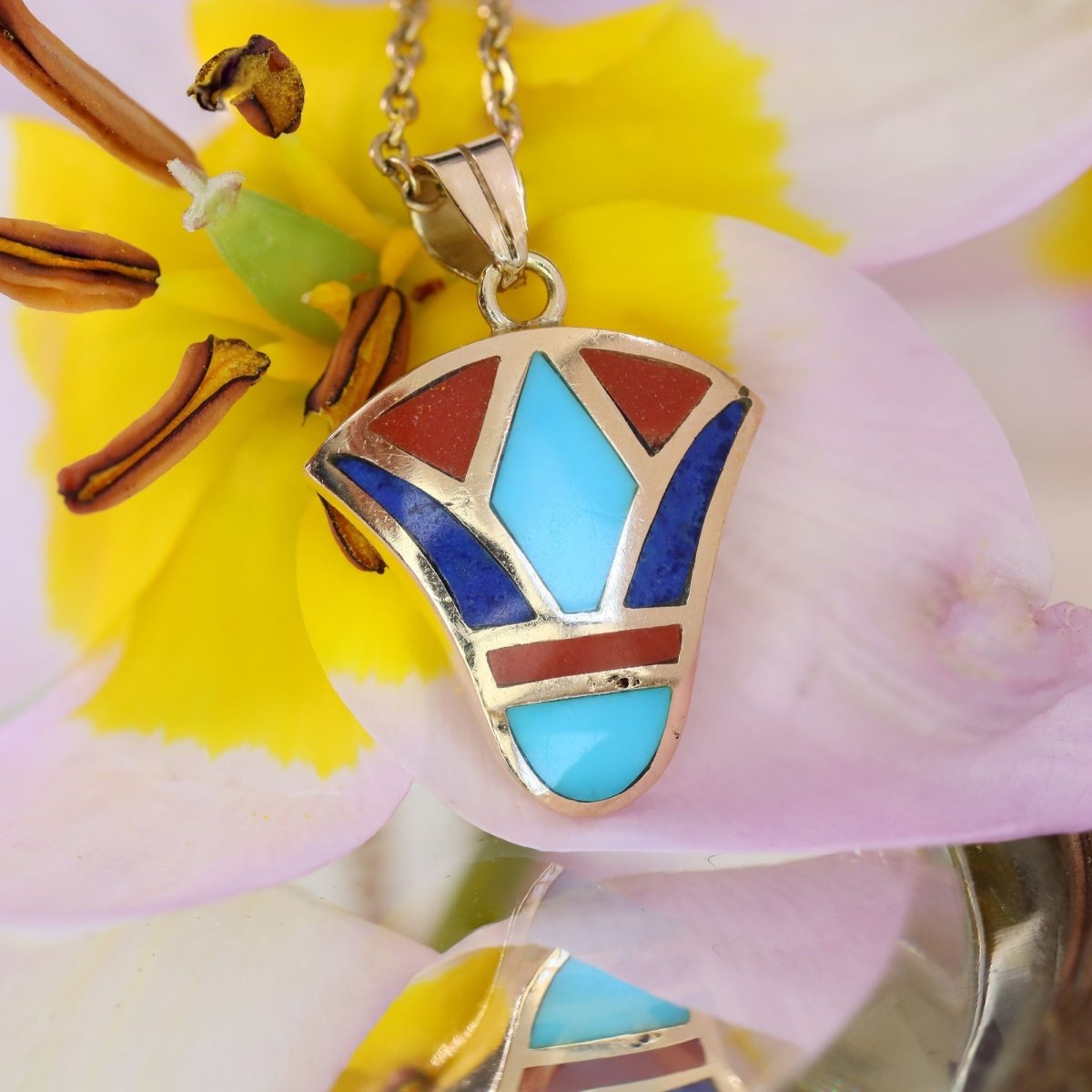 Egyptian gold enamel pendant