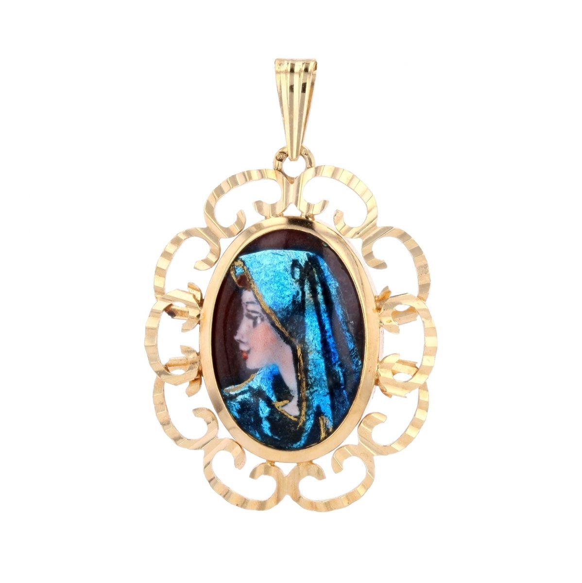 Pendentif émail de limoges en or jaune - Castafiore
