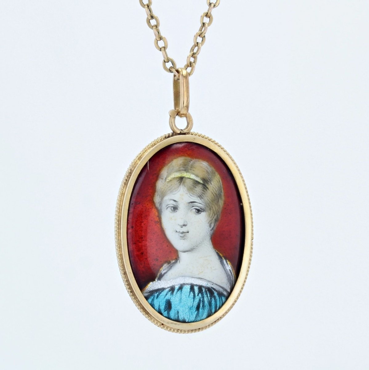 Pendentif ÉMAIL Limoges en or jaune - Castafiore
