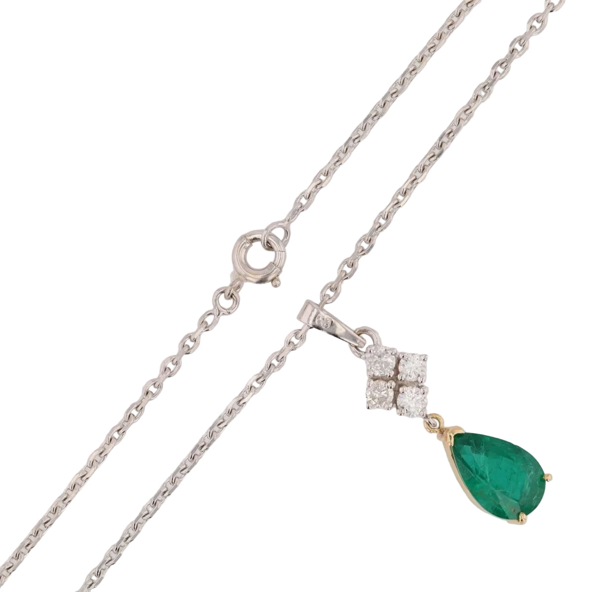 Pendentif émeraude diamants en or blanc et or jaune - Castafiore