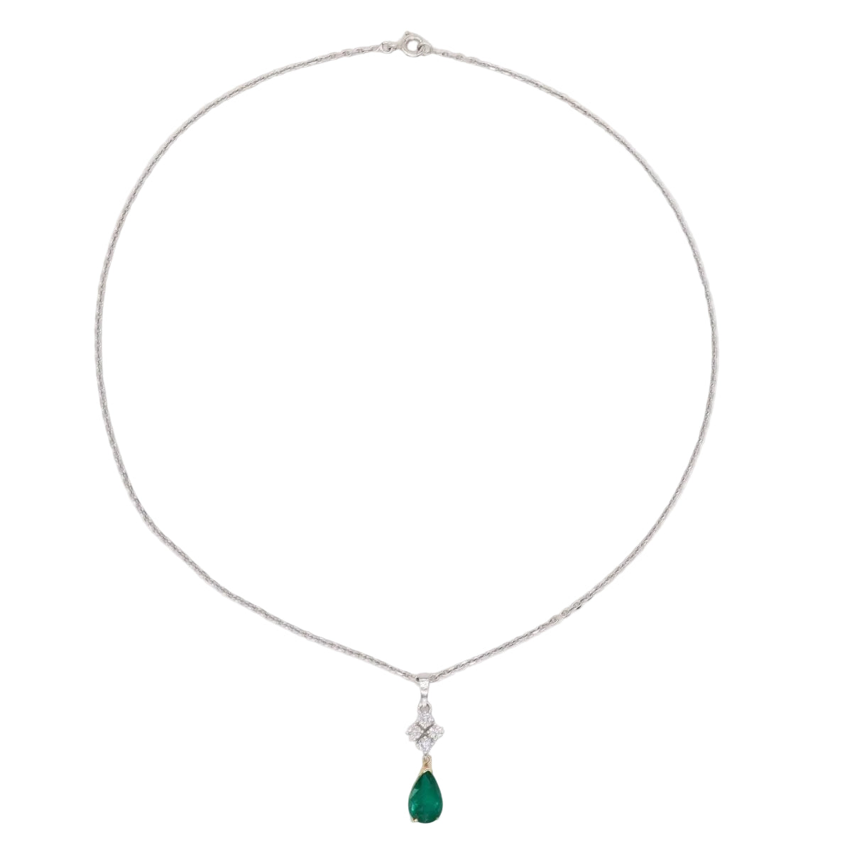 Pendentif émeraude diamants en or blanc et or jaune - Castafiore