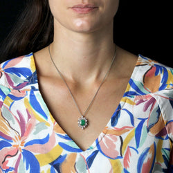 Pendentif Émeraude diamants vintage en or blanc et or jaune - Castafiore