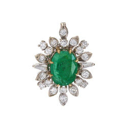 Pendentif Émeraude diamants vintage en or blanc et or jaune - Castafiore