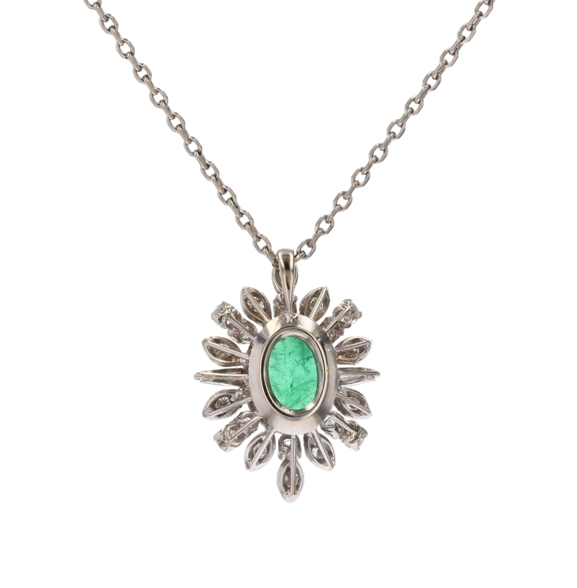 Pendentif Émeraude diamants vintage en or blanc et or jaune - Castafiore