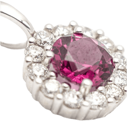 Pendentif en en or blanc, rhodolite et diamants - Castafiore