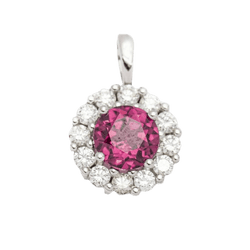 Pendentif en en or blanc, rhodolite et diamants - Castafiore