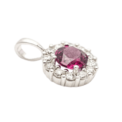 Pendentif en en or blanc, rhodolite et diamants - Castafiore