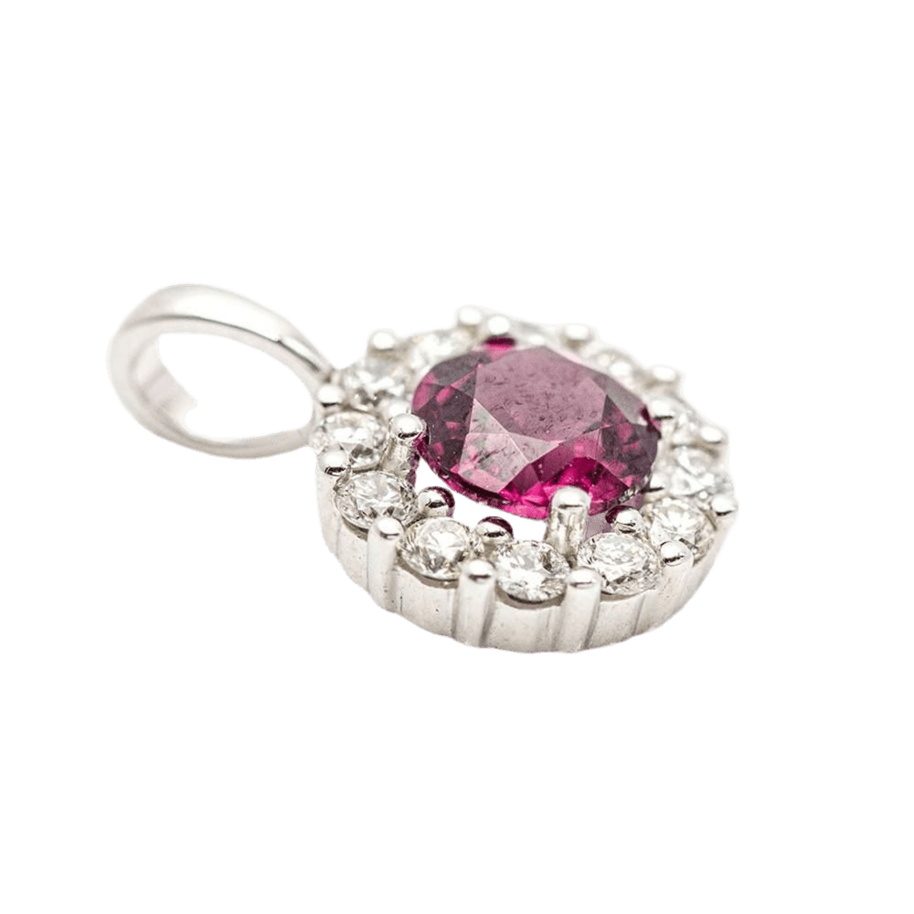 Pendentif en en or blanc, rhodolite et diamants - Castafiore