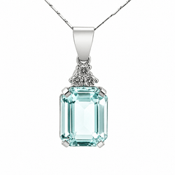 Pendentif en or blanc, aigue-marine et diamants - Castafiore