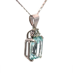 Pendentif en or blanc, aigue-marine et diamants - Castafiore
