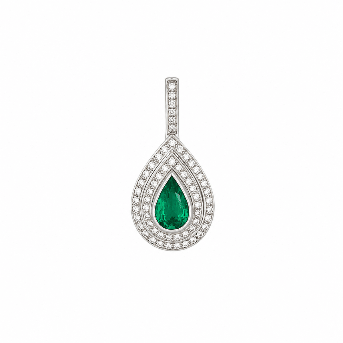 Pendentif en or blanc, émeraude et diamants - Castafiore