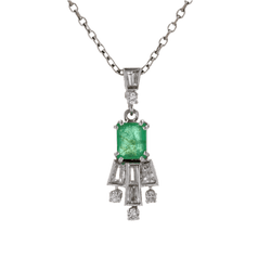 Pendentif en or blanc, émeraude et diamants - Castafiore