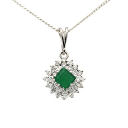 Pendentif en or blanc, émeraude et diamants - Castafiore