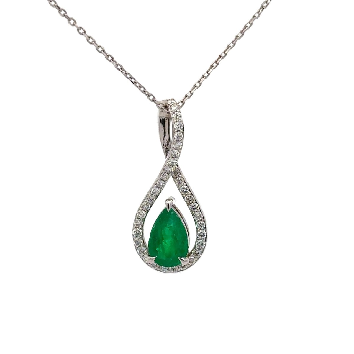Pendentif en or blanc, émeraude et diamants - Castafiore
