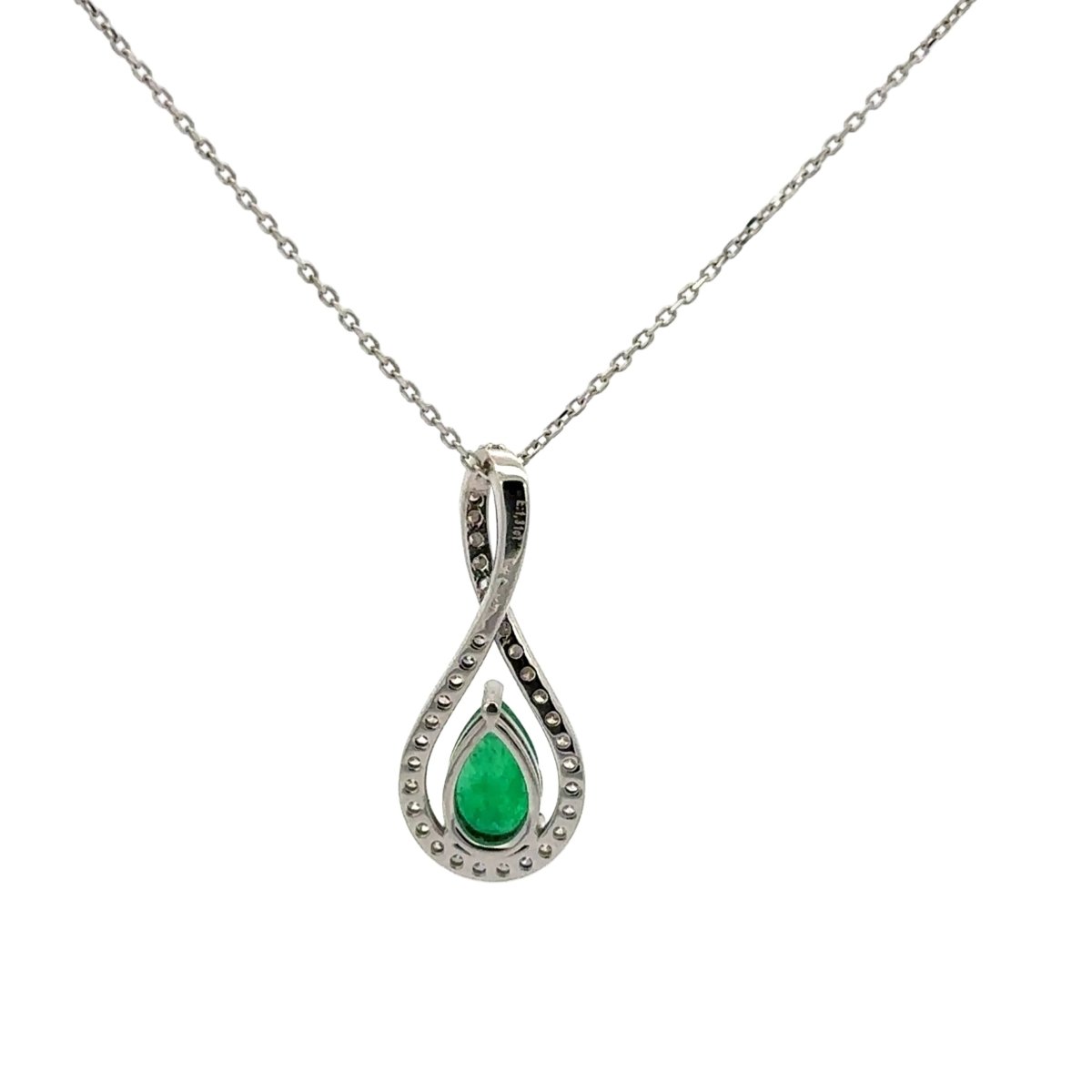 Pendentif en or blanc, émeraude et diamants - Castafiore