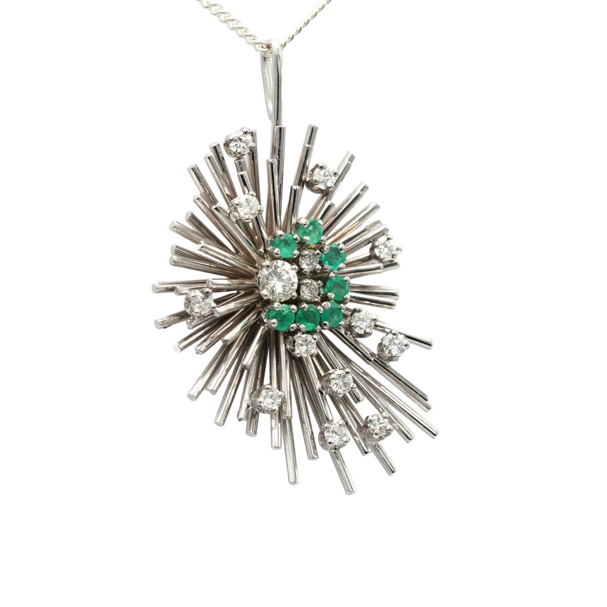 Pendentif en or blanc, émeraudes et diamants - Castafiore