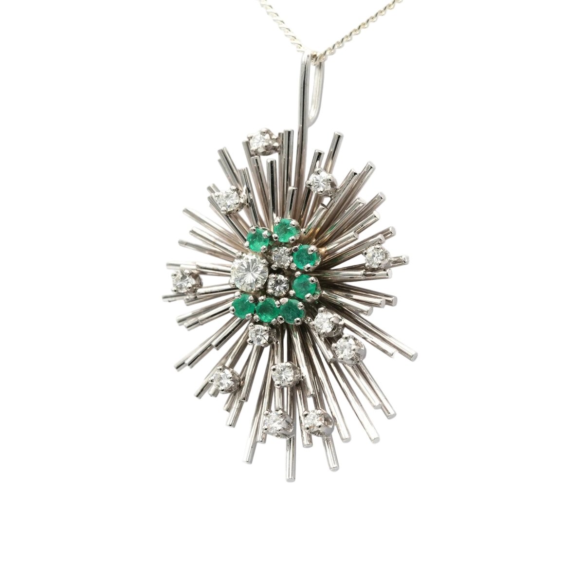 Pendentif en or blanc, émeraudes et diamants - Castafiore
