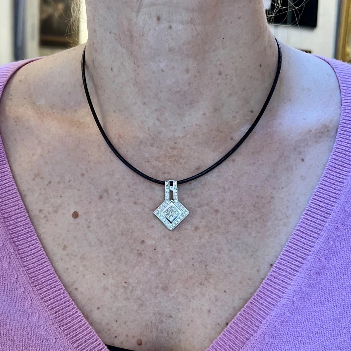 Pendentif en or blanc et diamants - Castafiore
