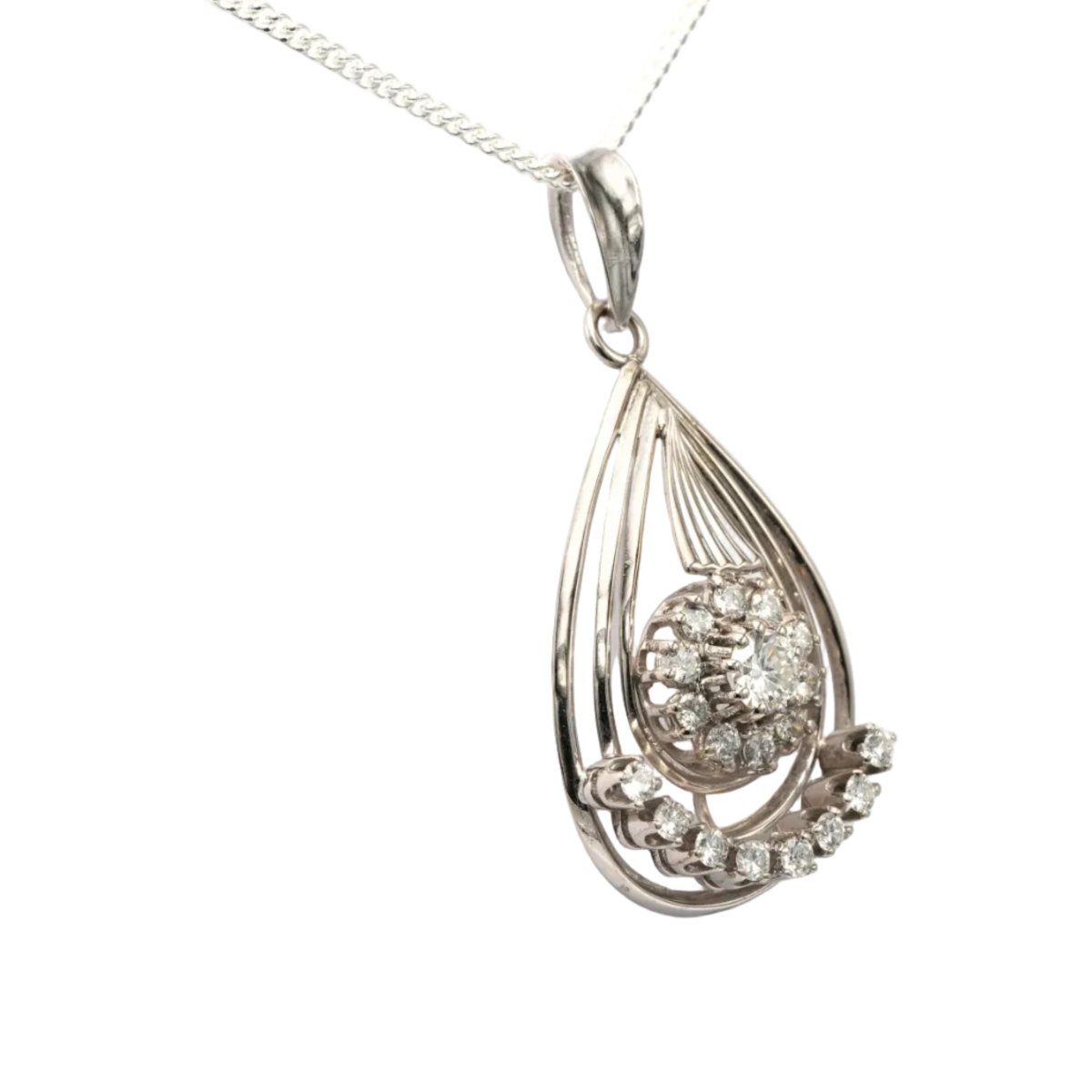 Pendentif en or blanc et diamants - Castafiore