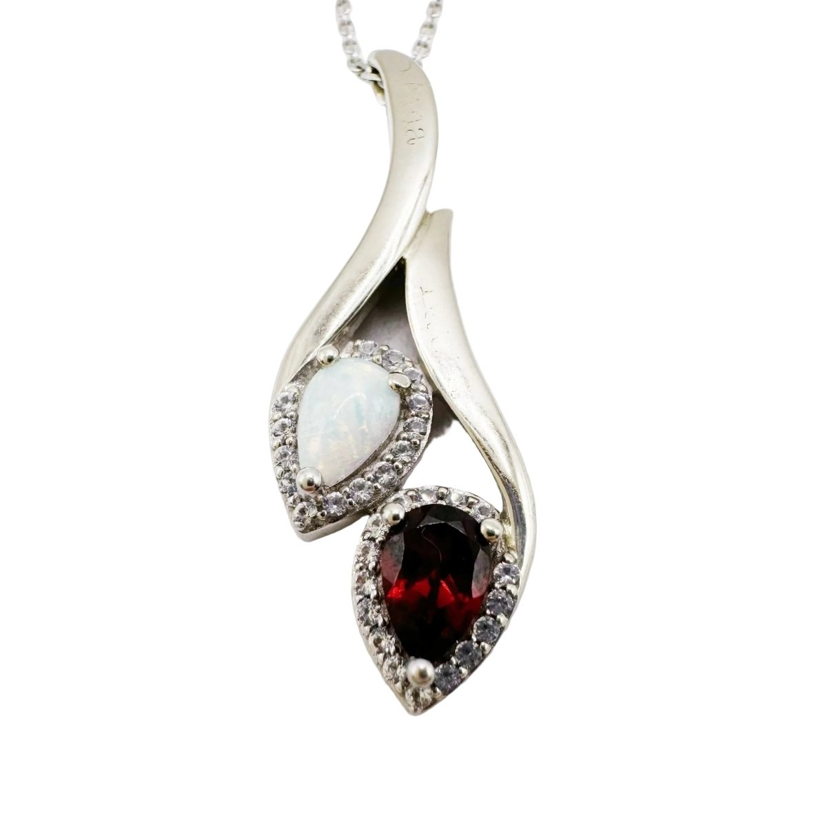 Pendentif en or blanc, opale, grenat et diamants - Castafiore