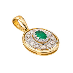 Pendentif en or blanc, or jaune, émeraude et diamants - Castafiore