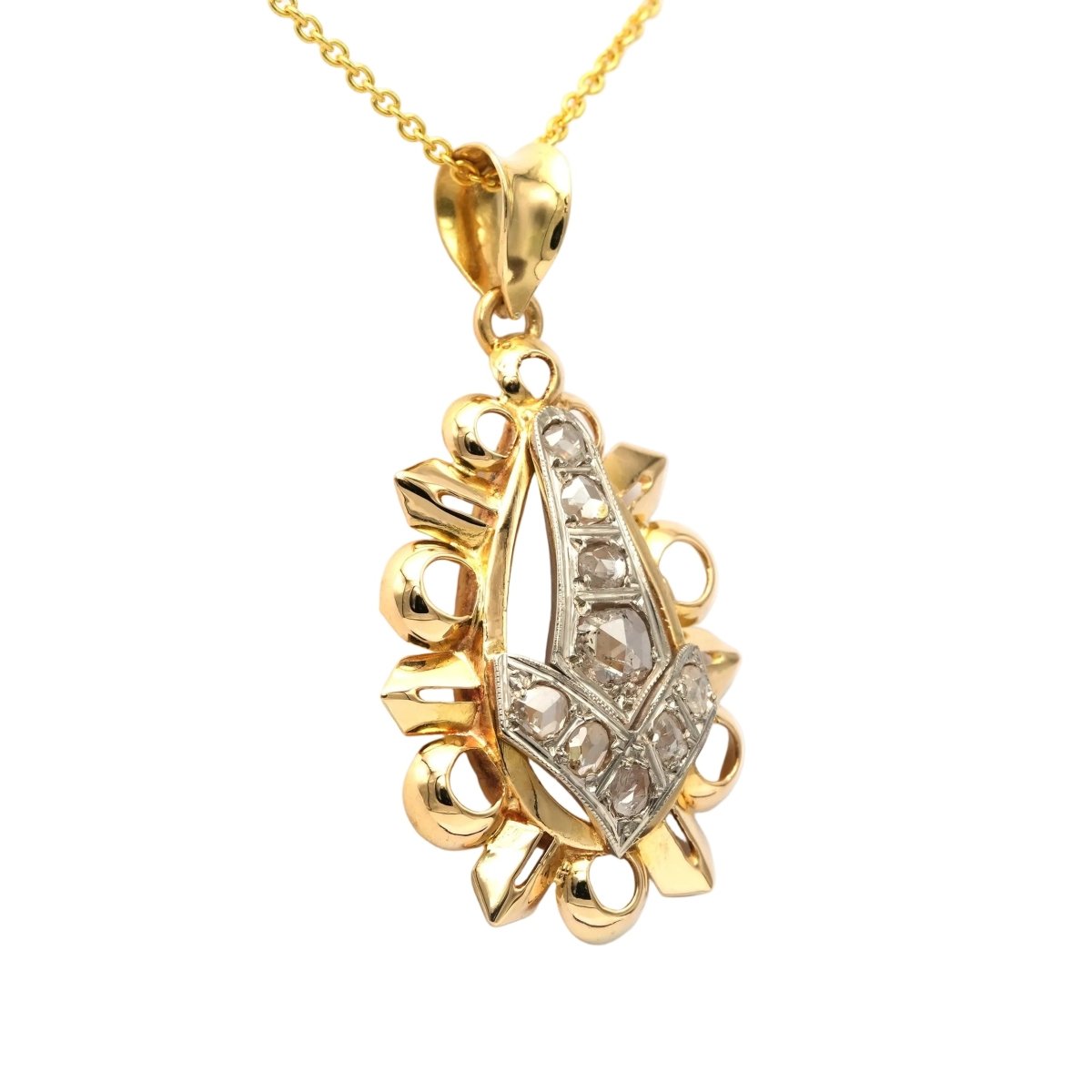 Pendentif en or blanc, or jaune et diamants - Castafiore