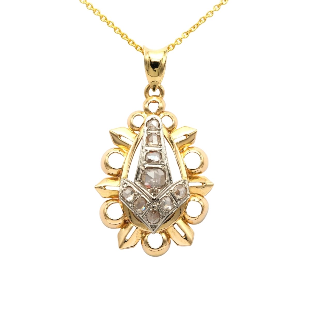 Pendentif en or blanc, or jaune et diamants - Castafiore