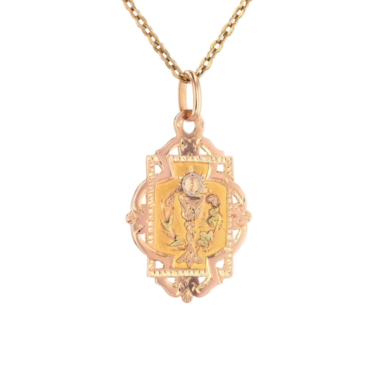 Pendentif en or blanc, or jaune, or rose et or vert - Castafiore