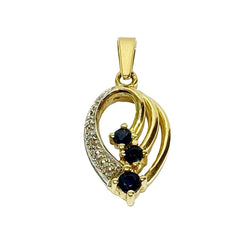 Pendentif en or blanc, or jaune, saphirs et diamant - Castafiore