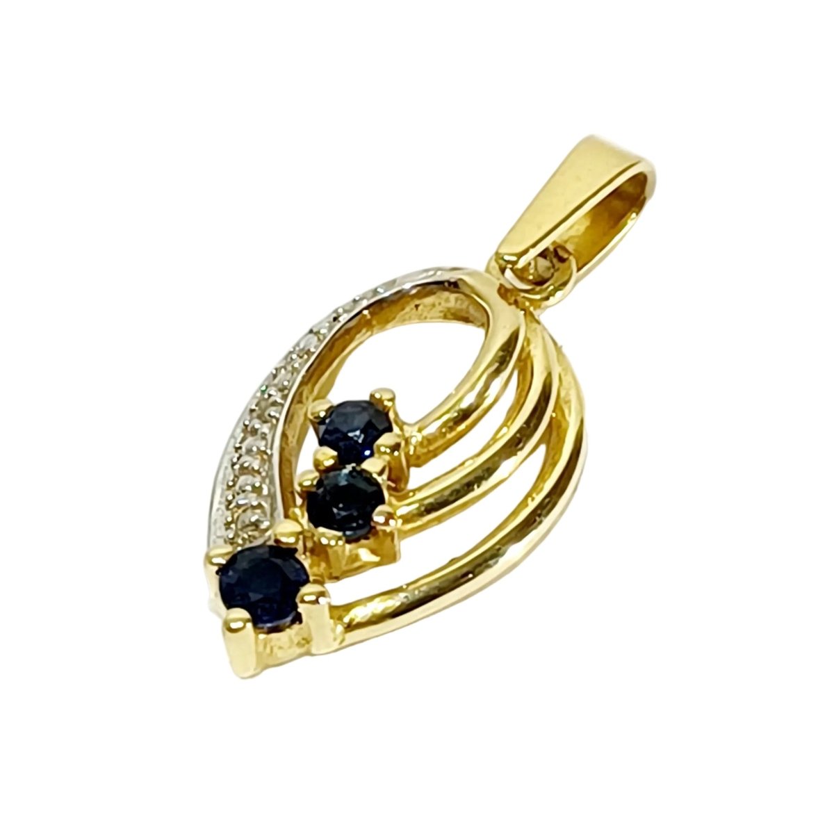Pendentif en or blanc, or jaune, saphirs et diamant - Castafiore