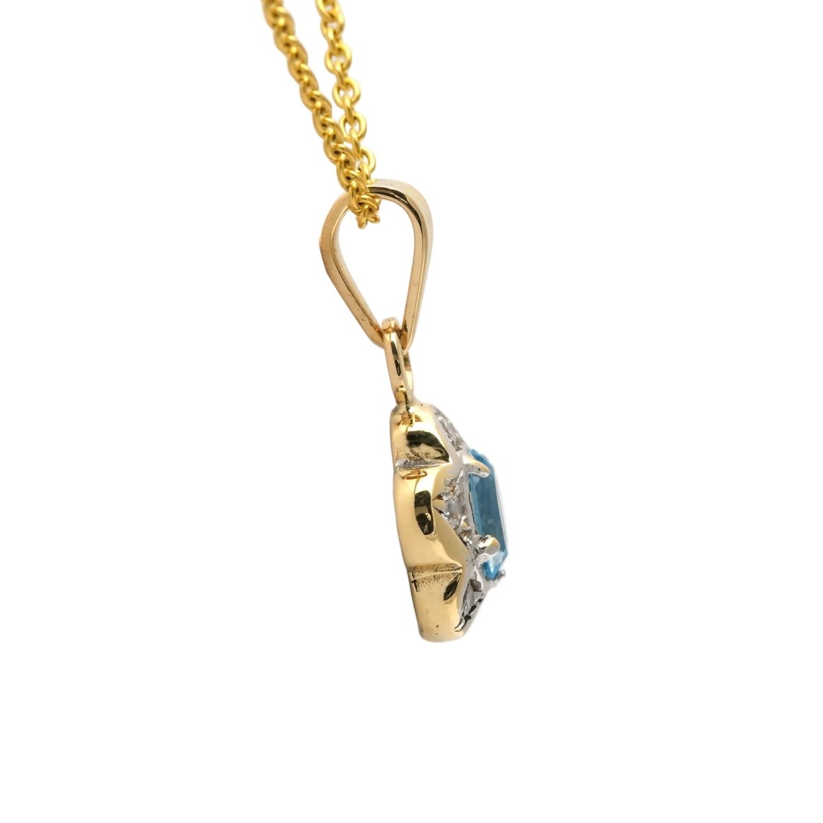 Pendentif en or blanc, or jaune, topaze et diamants - Castafiore