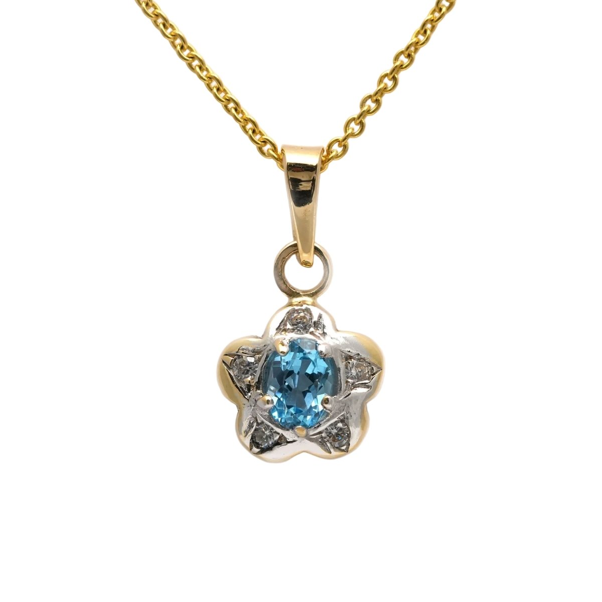 Pendentif en or blanc, or jaune, topaze et diamants - Castafiore