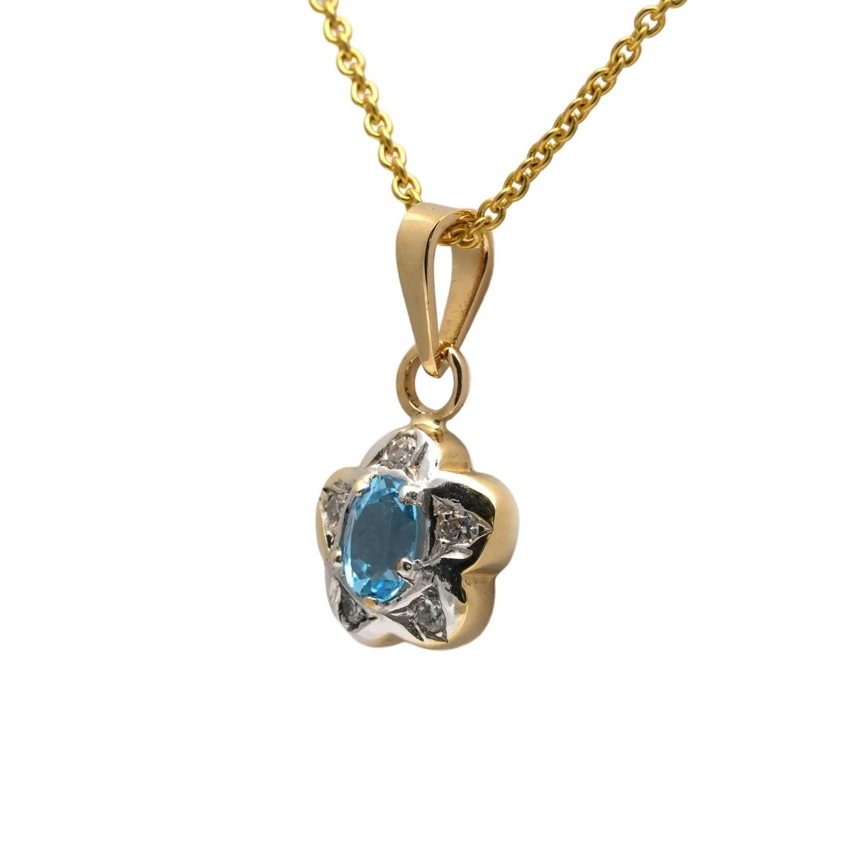 Pendentif en or blanc, or jaune, topaze et diamants - Castafiore