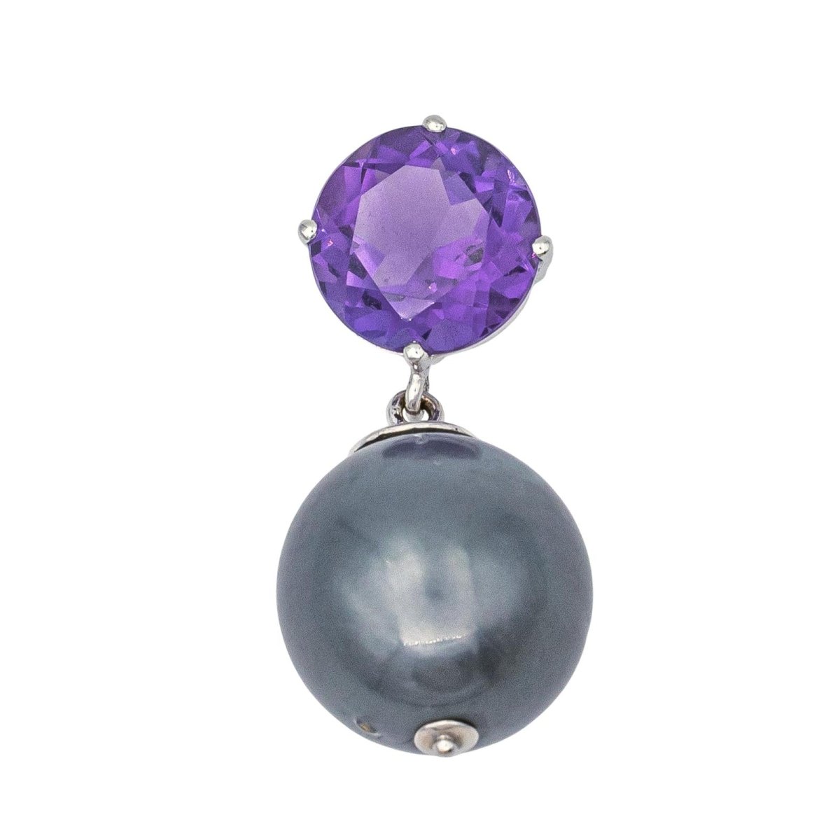 Pendentif en or blanc, perle et améthyste - Castafiore