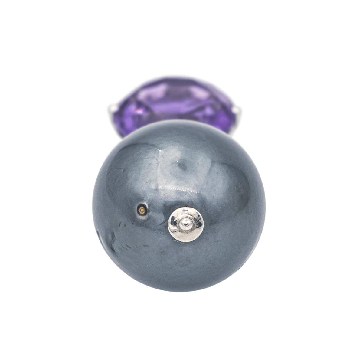 Pendentif en or blanc, perle et améthyste - Castafiore