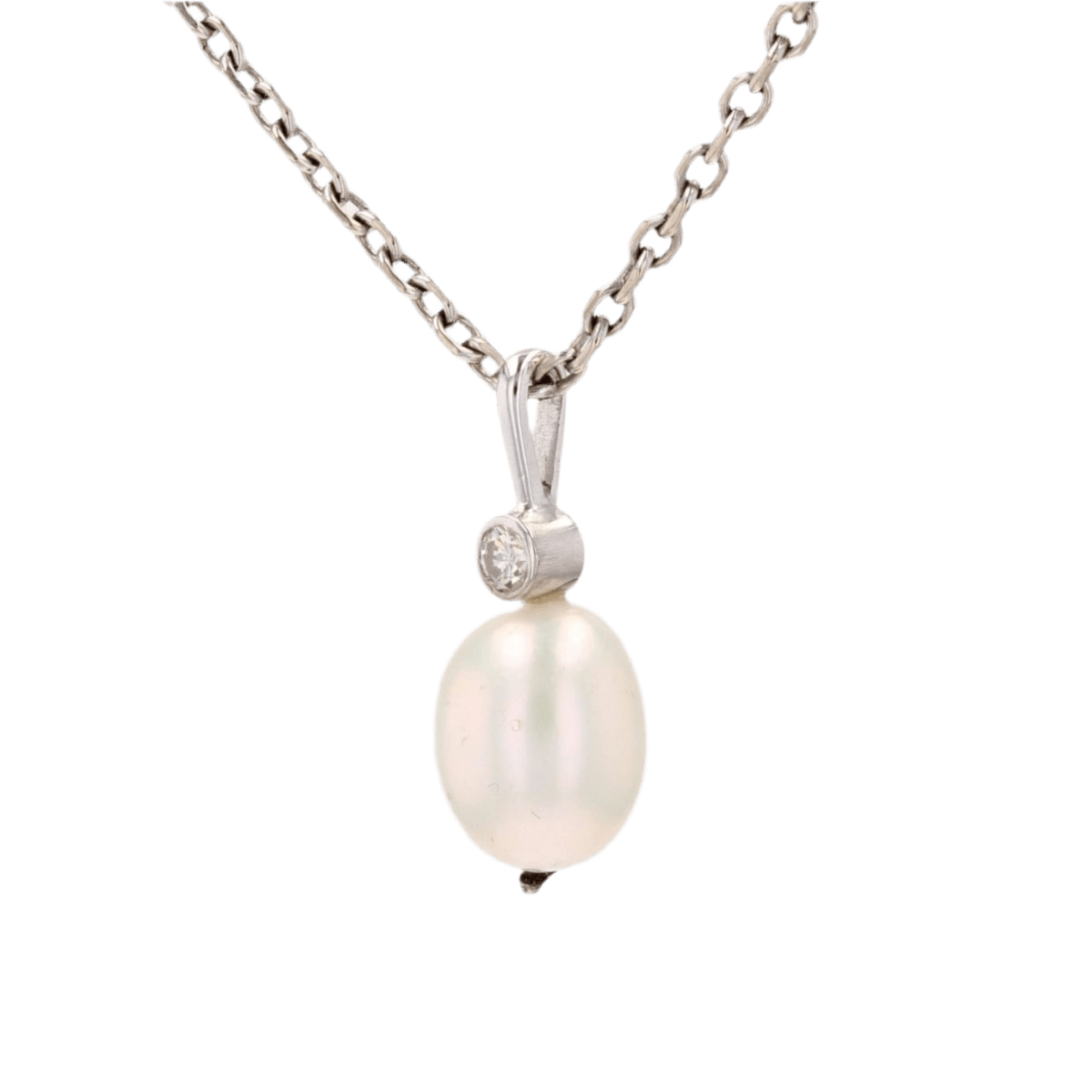 Pendentif en or blanc, perle et diamant - Castafiore