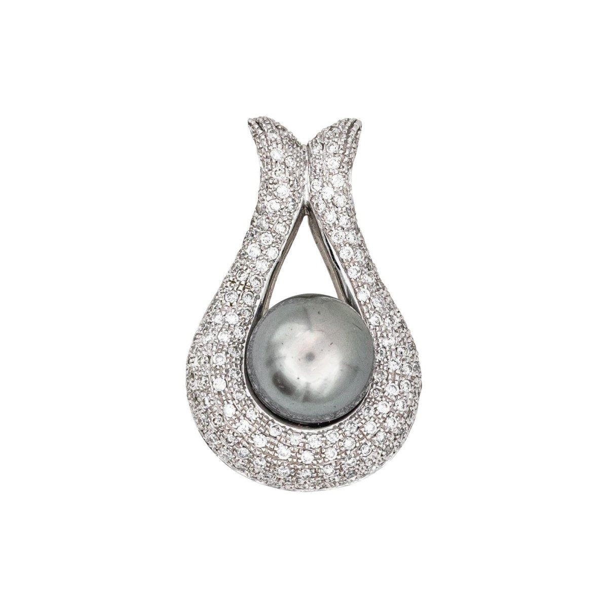 Pendentif en or blanc, perle et diamants - Castafiore
