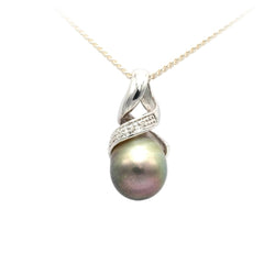 Pendentif en or blanc, perle et diamants - Castafiore