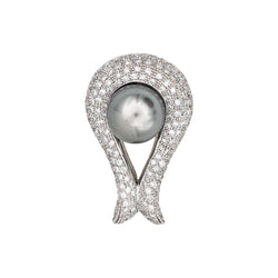 Pendentif en or blanc, perle et diamants - Castafiore
