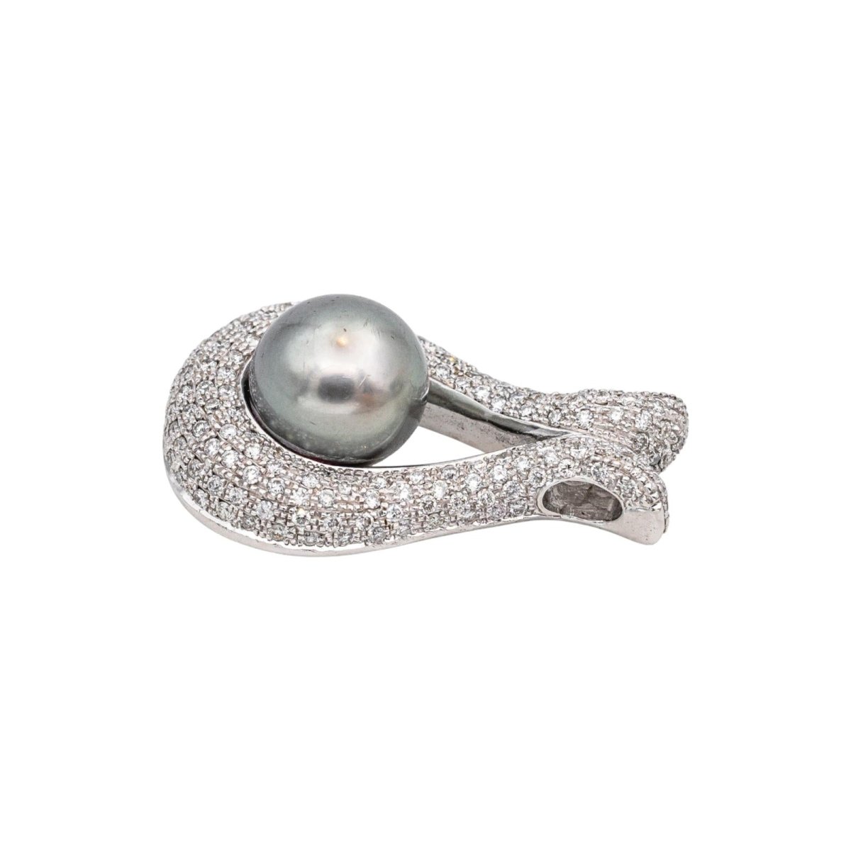 Pendentif en or blanc, perle et diamants - Castafiore