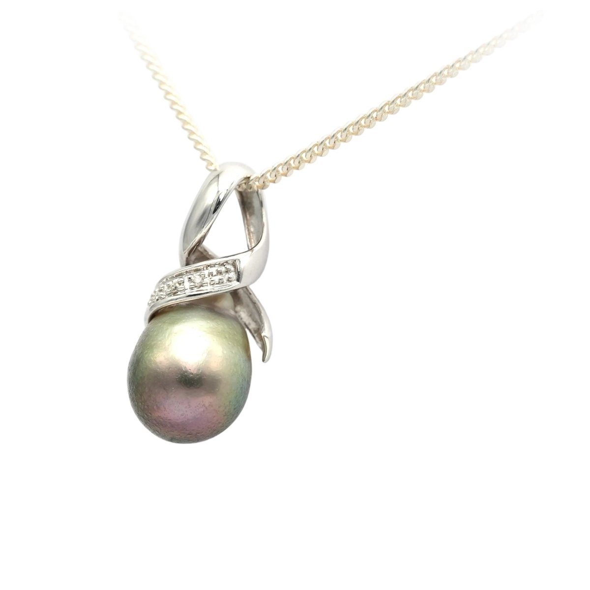 Pendentif en or blanc, perle et diamants - Castafiore