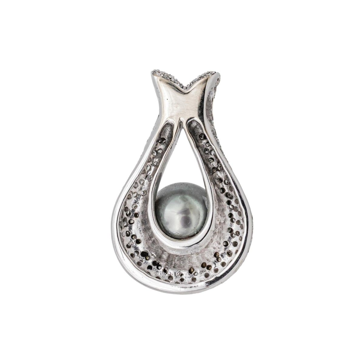 Pendentif en or blanc, perle et diamants - Castafiore