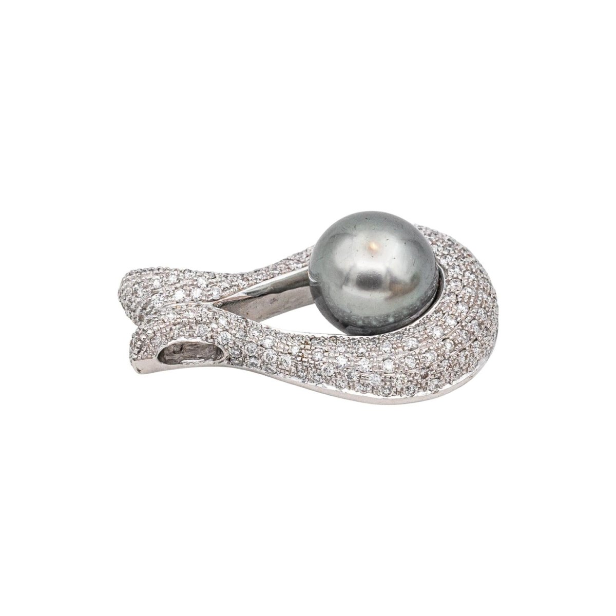 Pendentif en or blanc, perle et diamants - Castafiore