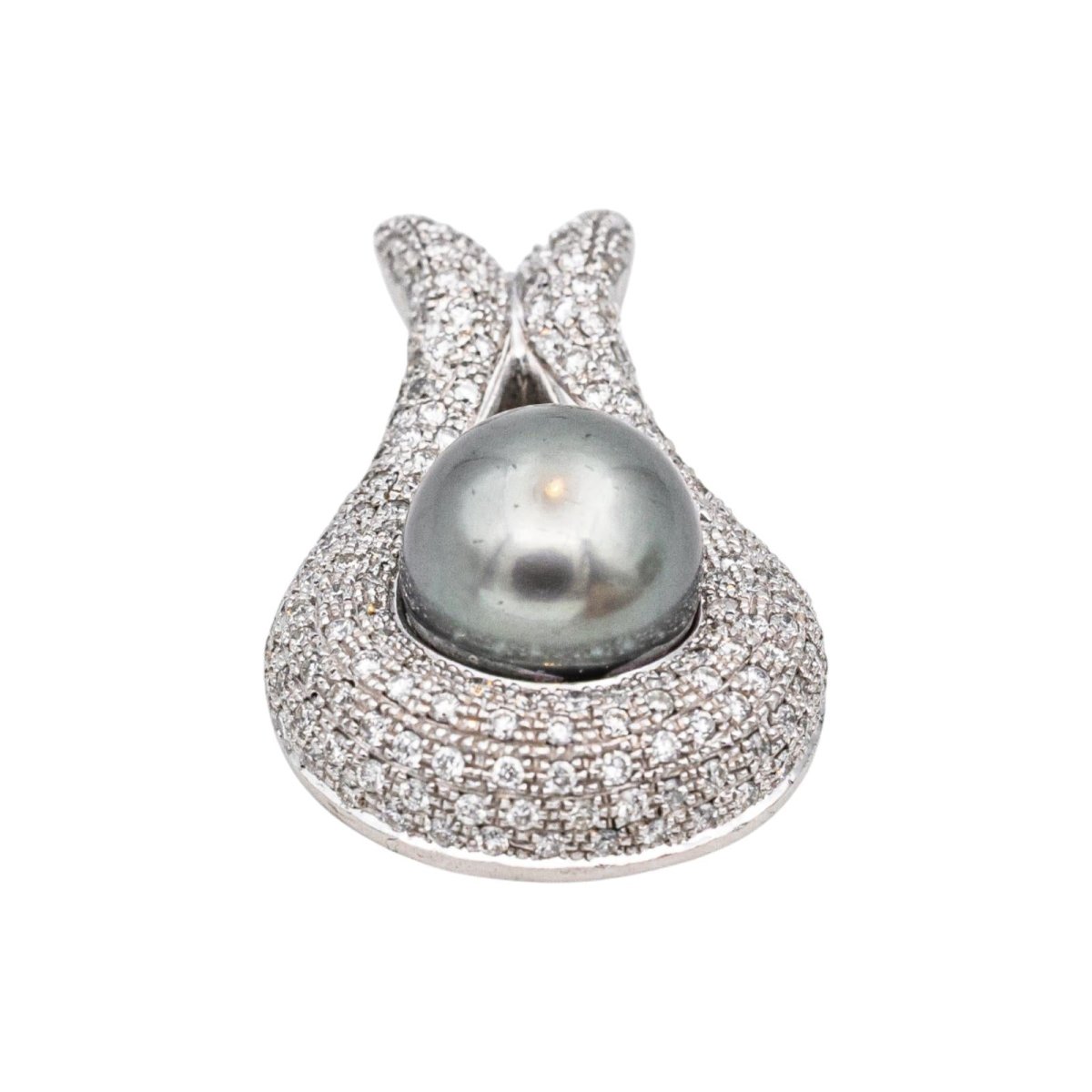 Pendentif en or blanc, perle et diamants - Castafiore