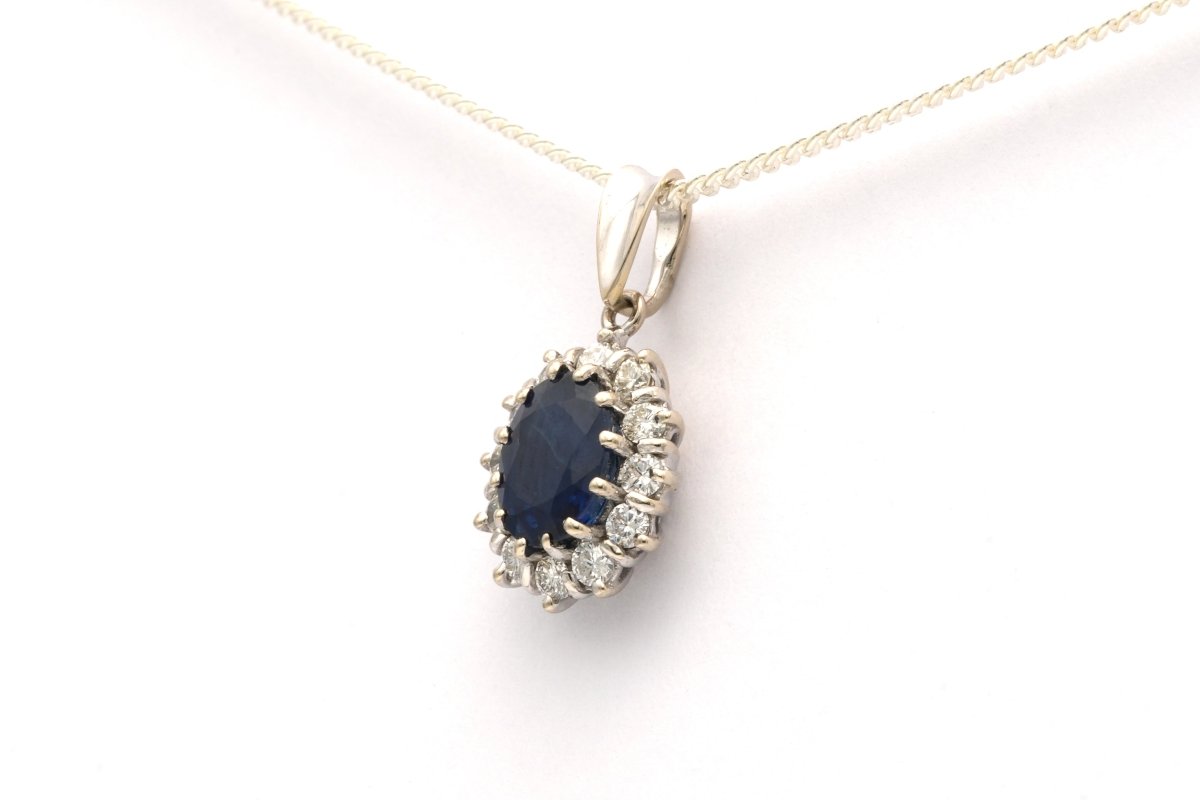 Pendentif en or blanc, saphir et diamants - Castafiore