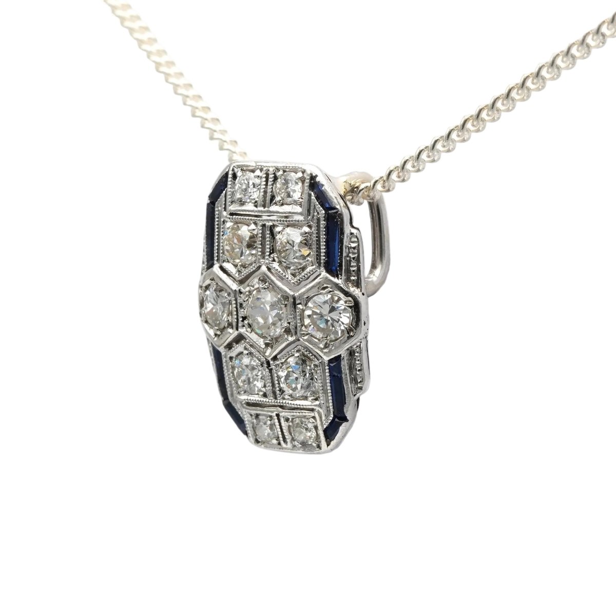 Pendentif en or blanc, saphirs et diamants - Castafiore